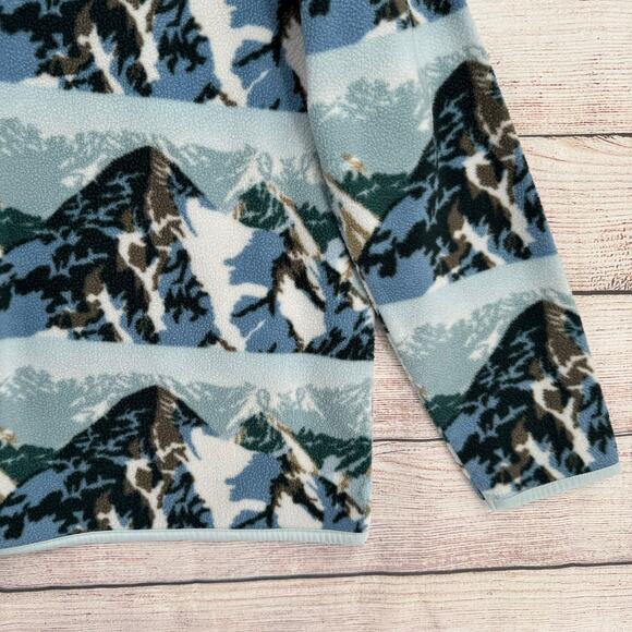 Massive Outdoor 1/4 Snap Mountain All Over Print Fleece Pullover Mens M Blue - Picture 13 of 13